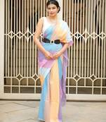 candy cloud pastel linen saree