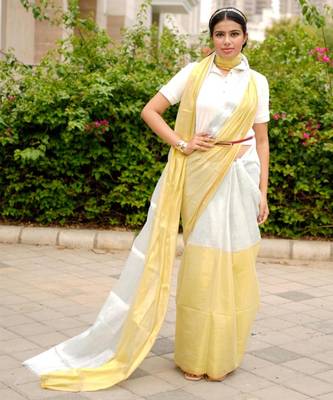 ethereal gleam dual tone gold & silver saree 1