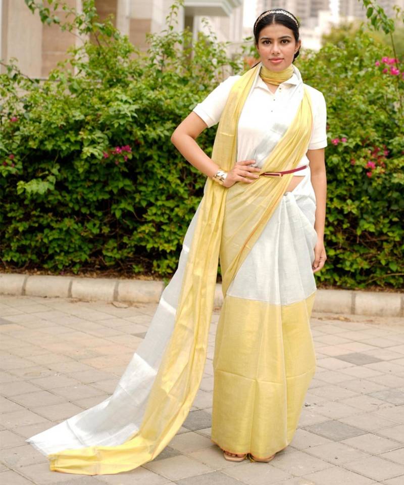 ethereal gleam dual tone gold & silver saree