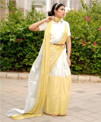 ethereal gleam dual tone gold & silver saree 2