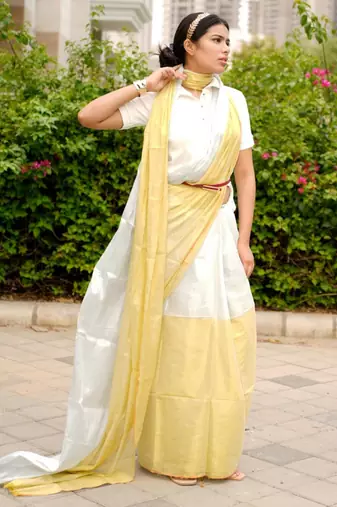 ethereal gleam dual tone gold & silver saree