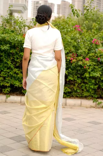 ethereal gleam dual tone gold & silver saree
