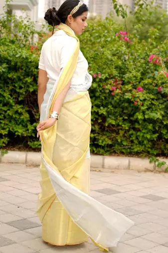 ethereal gleam dual tone gold & silver saree