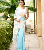 skyline melody block stripe cotton saree