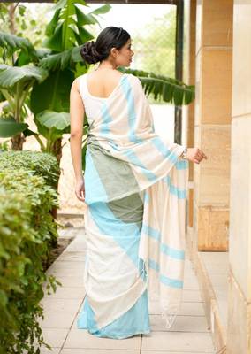 skyline melody block stripe cotton saree 4