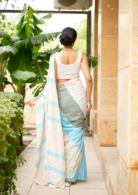 skyline melody block stripe cotton saree 5