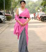 urban grace linen colorblock saree