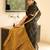 black linen saree with golden zari checks & border