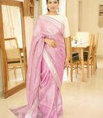 cosmic pink linen saree with exquisite handcrafted zardosi embroidery