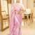 cosmic pink linen saree with exquisite handcrafted zardosi embroidery