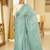 aqua whisper handwoven linen saree