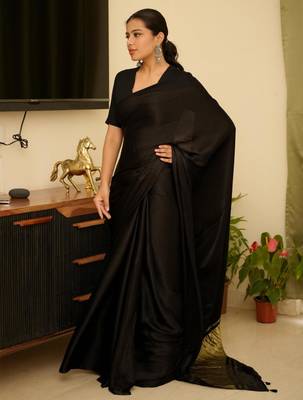 black silk blend saree with gold zari border a timeless classic 2