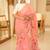 elegant handwoven pink linen saree with floral embroidery