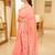 elegant handwoven pink linen saree with floral embroidery