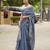 handwoven blue linen saree with tassel & hand embroidery