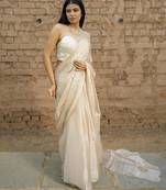 ivory & gold dual-tone saree for timeless elegance