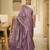 lavender whisper handwoven linen saree with floral embroidery