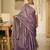 lavender whisper handwoven linen saree with floral embroidery