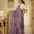 lavender whisper handwoven linen saree with floral embroidery