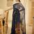 midnight blue handpainted paithani linen saree
