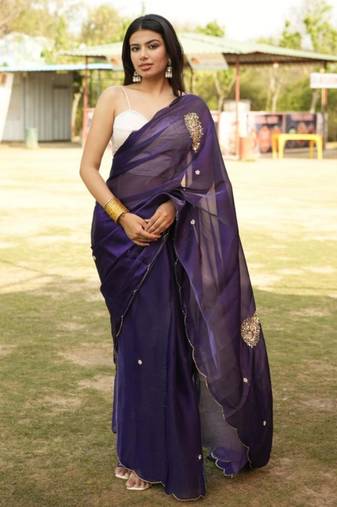 regal purple & gold dual-tone saree
