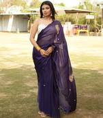 regal purple & gold dual-tone saree