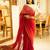 paithani blossom handpainted red linen saree