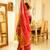 paithani blossom handpainted red linen saree