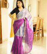 moonlit blush pink & silver glass-finish tissue saree