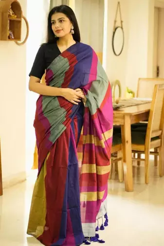 rainbow raga 2.0 multi-colour saga cotton saree (revamped edition)