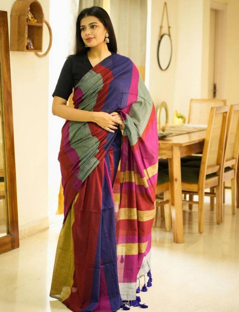 rainbow raga 2.0 multi-colour saga cotton saree (revamped edition)