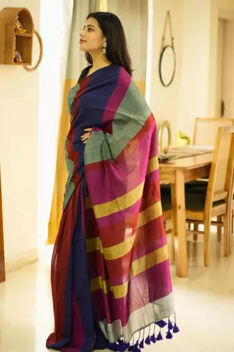 rainbow raga 2.0 multi-colour saga cotton saree (revamped edition)
