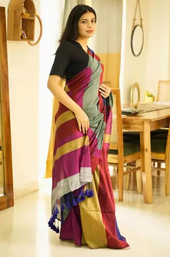 rainbow raga 2.0 multi-colour saga cotton saree (revamped edition)