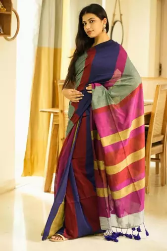 rainbow raga 2.0 multi-colour saga cotton saree (revamped edition)