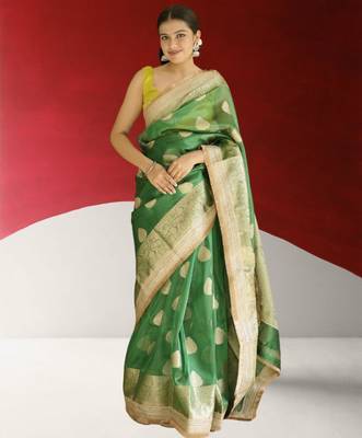 green banarasi saree with zari border 2