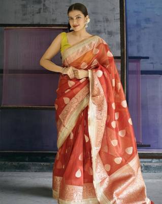 red banarasi saree with zari border 1