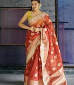 red banarasi saree with zari border