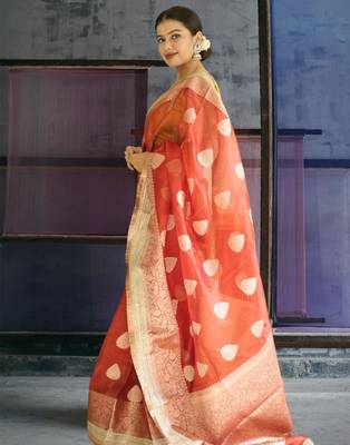 red banarasi saree with zari border 3