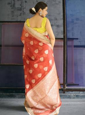 red banarasi saree with zari border 4