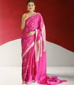 pink banarasi silk saree with zari border