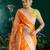 orange banarasi silk saree with zari border