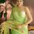 green-lime green ombre organza saree with hand embroidery