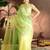 green-lime green ombre organza saree with hand embroidery