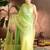 green-lime green ombre organza saree with hand embroidery