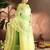 green-lime green ombre organza saree with hand embroidery
