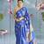 blue silk blend saree with zari work
