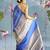 blue silk blend saree with zari work
