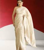 ivory banarasi silk blend saree