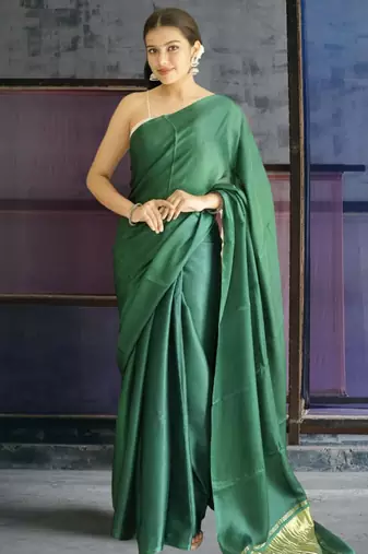 green modal silk blend saree