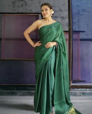 green modal silk blend saree 3
